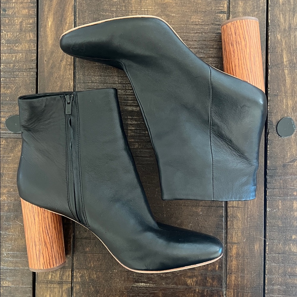 Loeffler Randall Leather Boot Booties Black Tan‎ Women's 10 EUC
